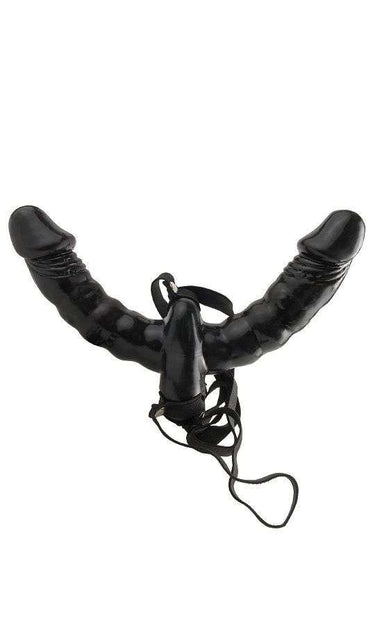 Strap-On Vibrante Doppio, 15 cm, Imbracatura Regolabile, Maschera Gratis